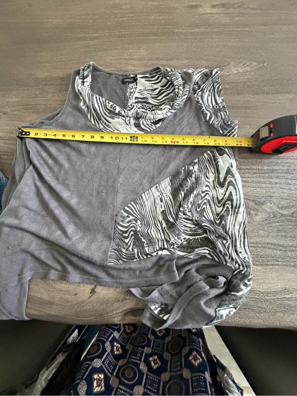 Fantazia Grey Layered Tank with Black & White Printed Trim - Picture 12 of 13